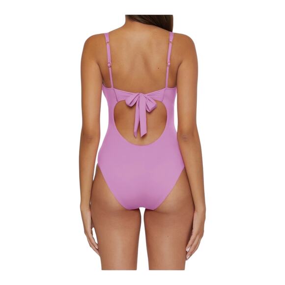 Becca Shirred v wire one piece swimsuit light purple size Medium M - Picture 7 of 7